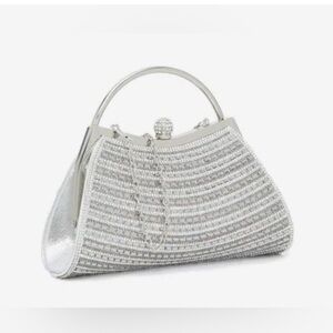 Silver stonework evening clutch